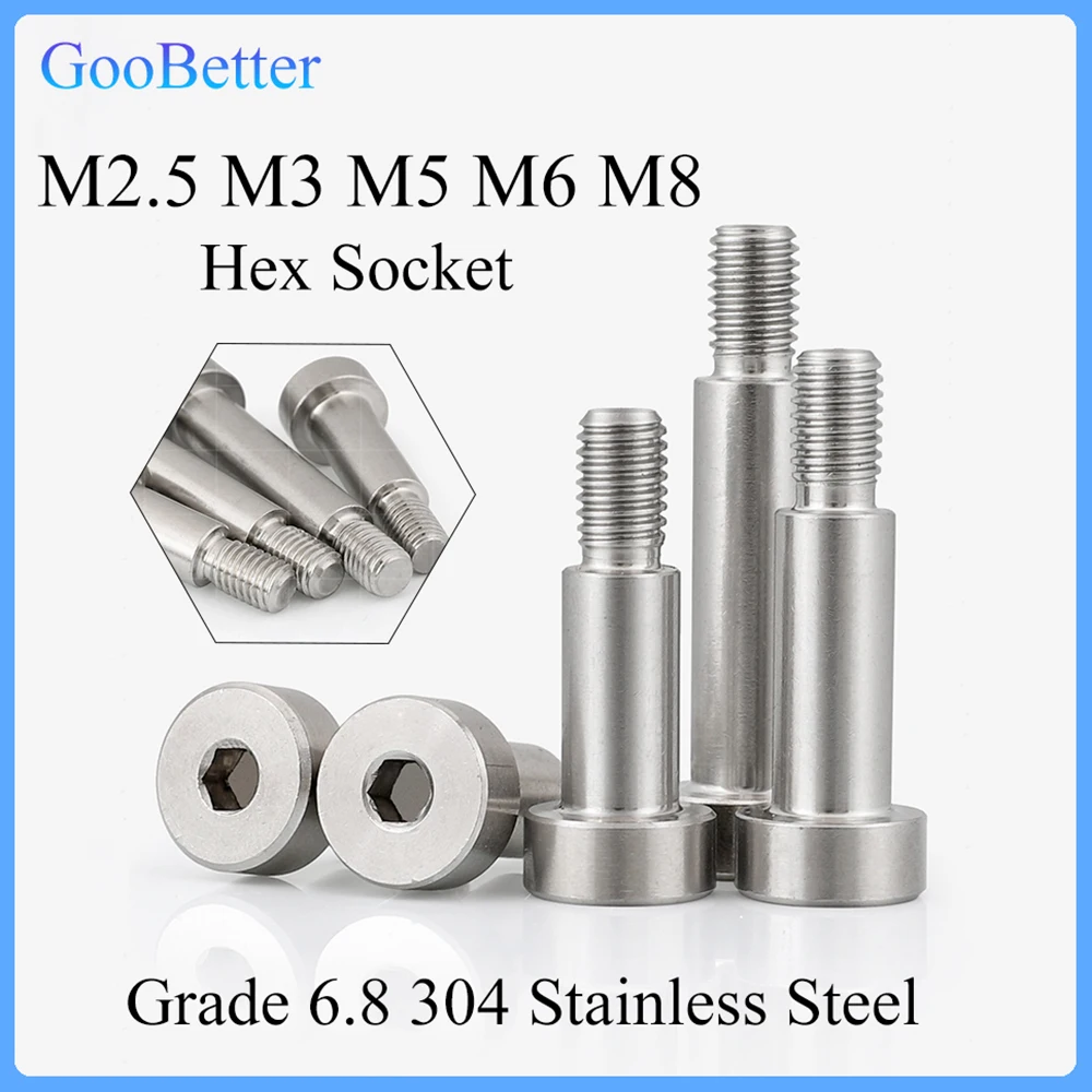 

10Pcs Bearing Shoulder Screw M2.5 M3 M5 M6 M8 Grade 6.8 304 Stainless Steel Hex Hexagon Socket Head Roller Bearing Shoulder Bolt