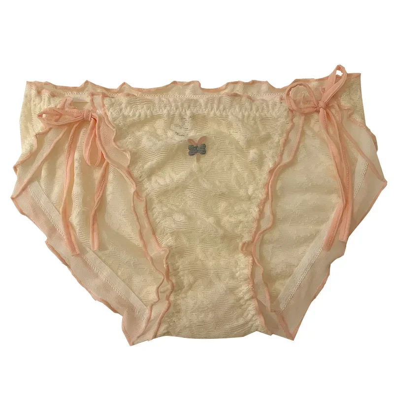 Slip en dentelle sans couture pour femme, sous-vêtement japonais, sexy et mignon, mi-haut, respirant, étudiant, fille