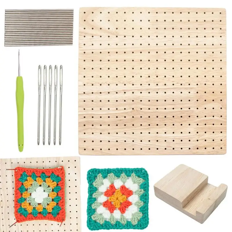 Reliable Reusable Wooden Blocking Board For Knitting Artworks Evenly Spaced Holed Square Crochet Board Sewing Knitting Accessory