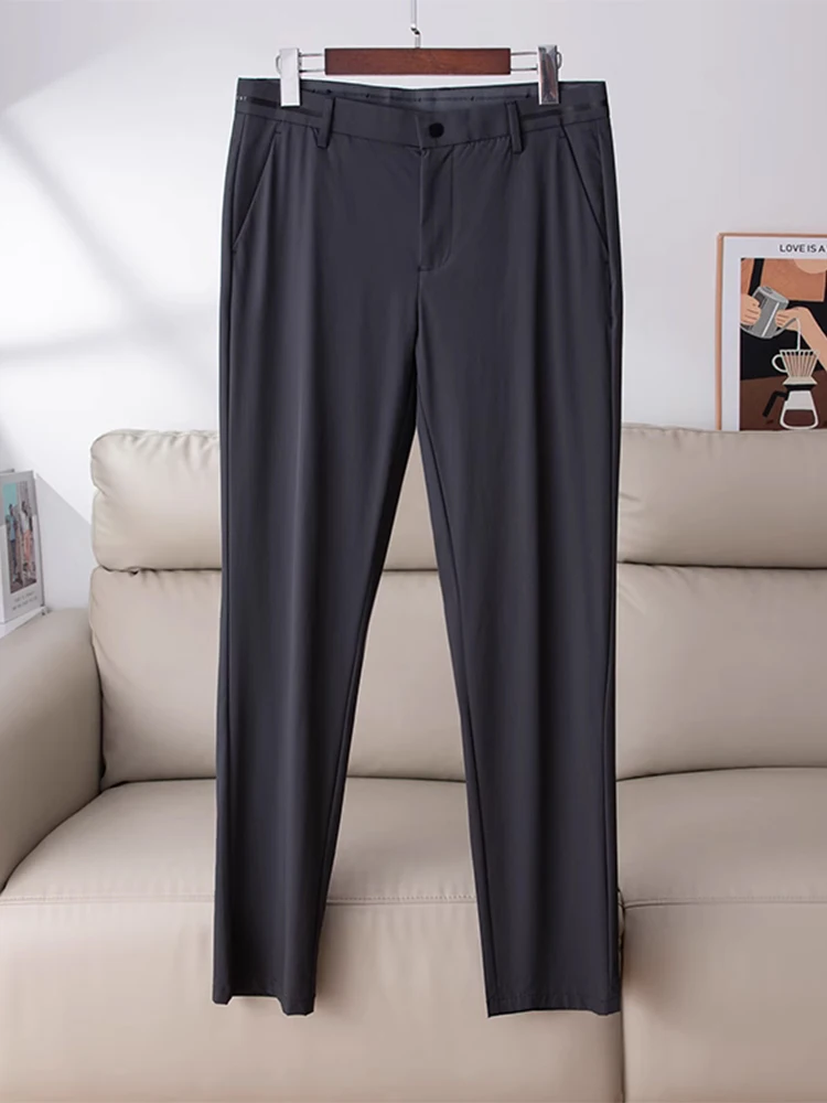 

Ultra-Thin Comfortable Men's Faion Casual Pants Straight Leg Nine-Tenths Pure Color Summer Versatile Slim Fit Youthful Sle