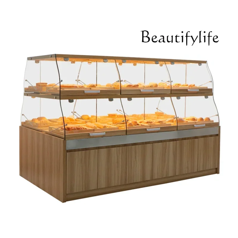 Bread display cabinet, bread rack, island cabinet, cake shop, bread rack, glass, commercial drawer type