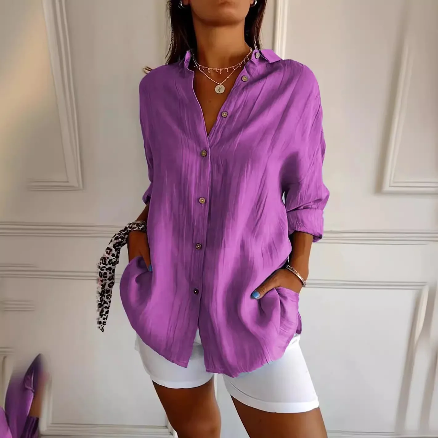 Csa de Mujer con Mangas Ajustables, Color a Elección, Tela de Poliéster, sor Regular, Colección Verano 2024, Csa Mod...