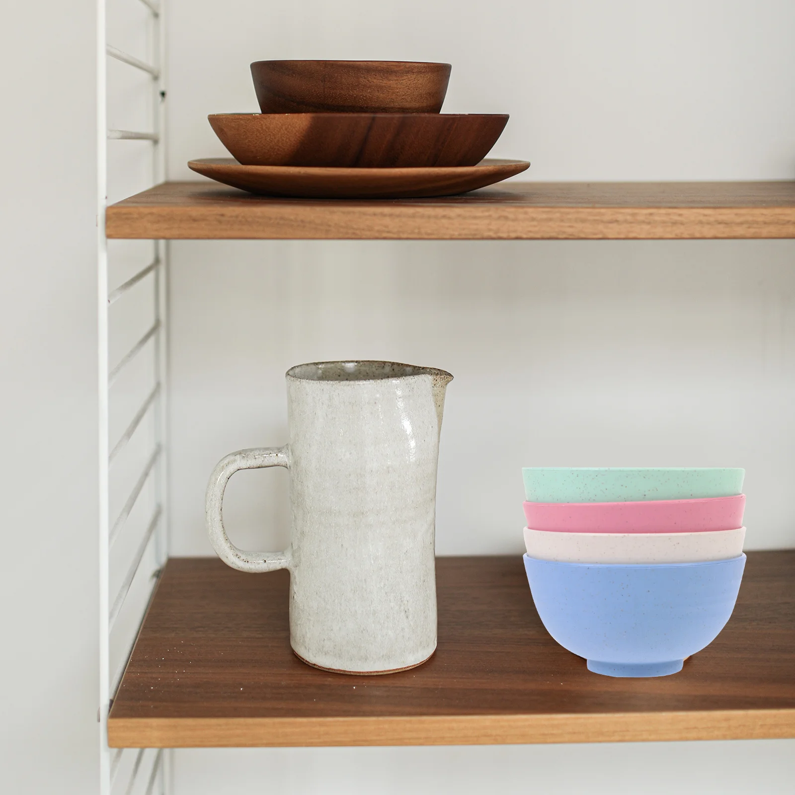 

Simple Design Bamboo Fiber Rice Bowls 4pcs Lightweight Soup Storage Dishes for Home Kitchen Tools