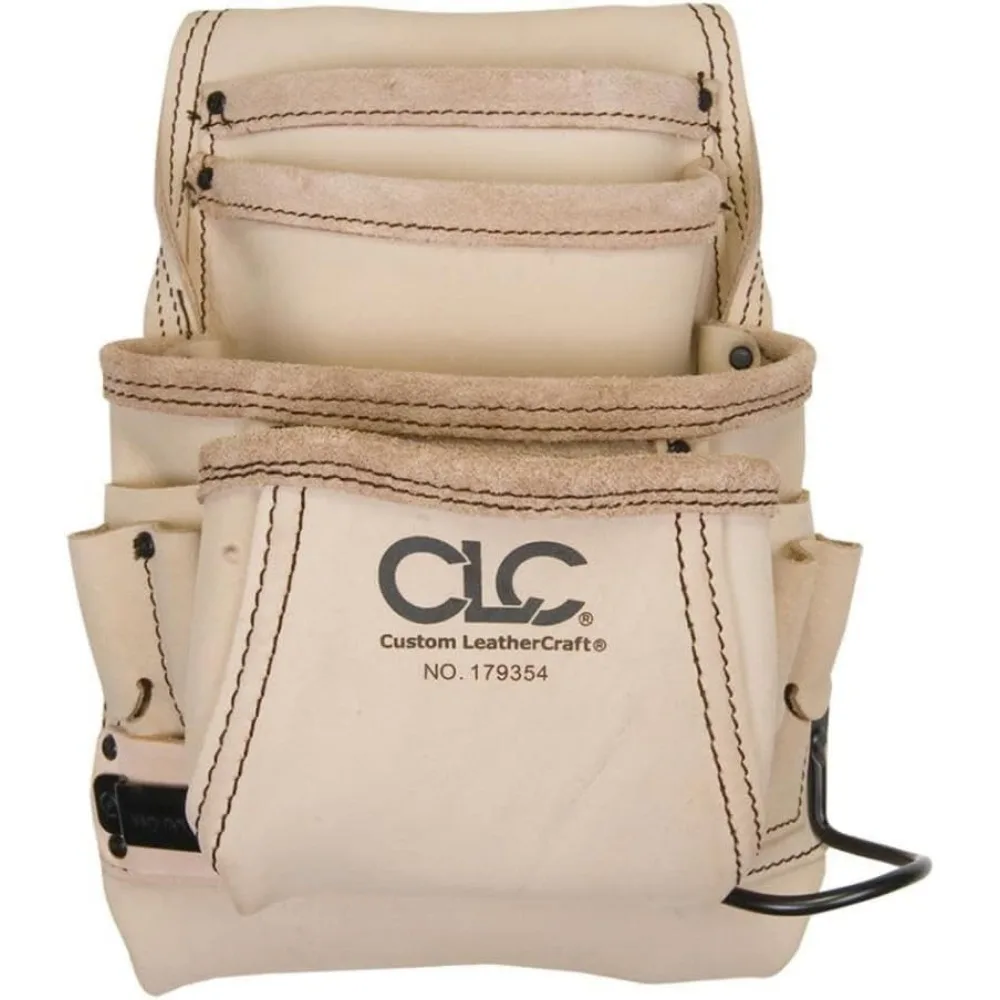

Reversed Top Grain Carpenter's Nail and Tool Bag with 10 Pockets, Durable and Functional for Easy Access