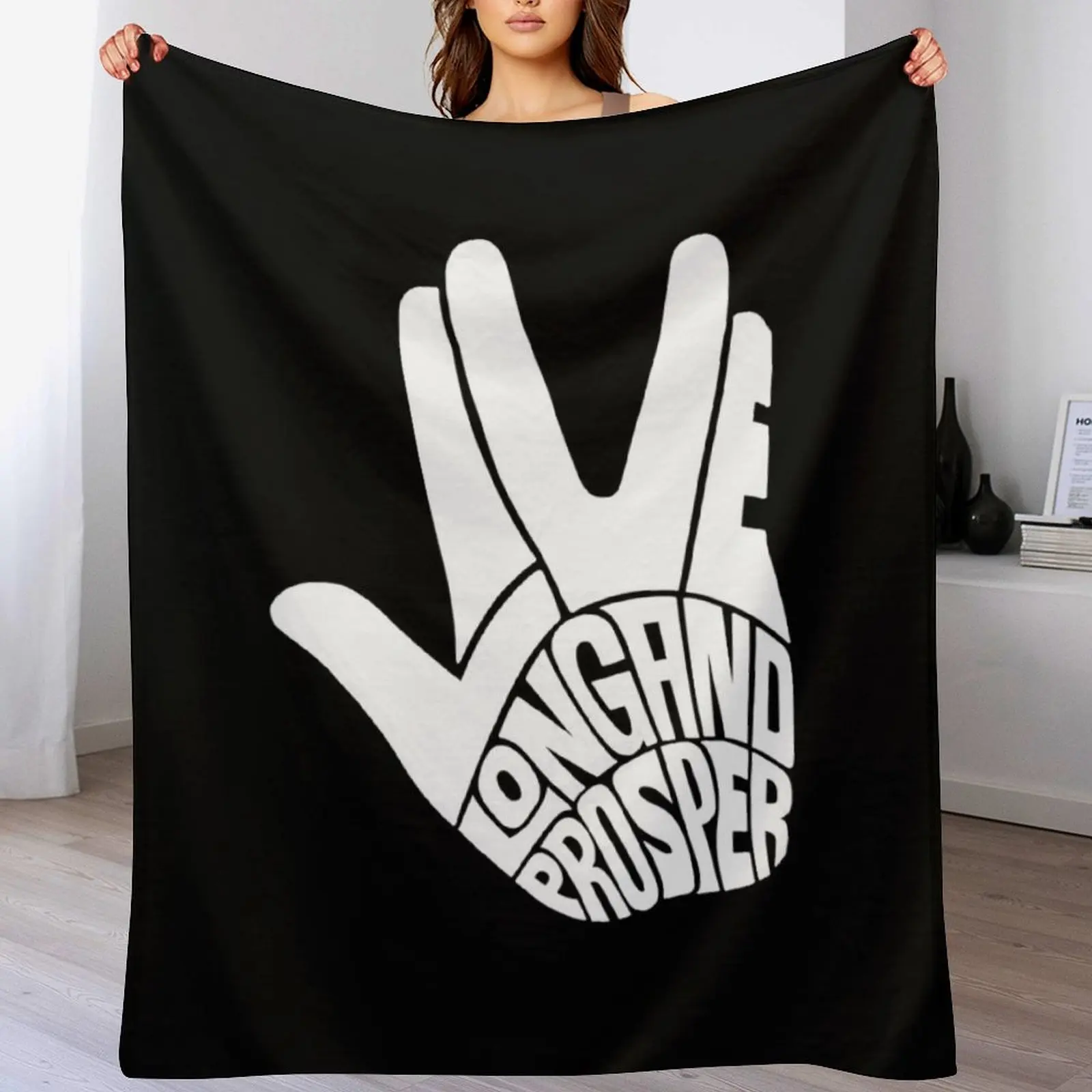 Star Trek Live Long and Prosper White Throw Blanket Compact Warm Blanket for Car Road Trip