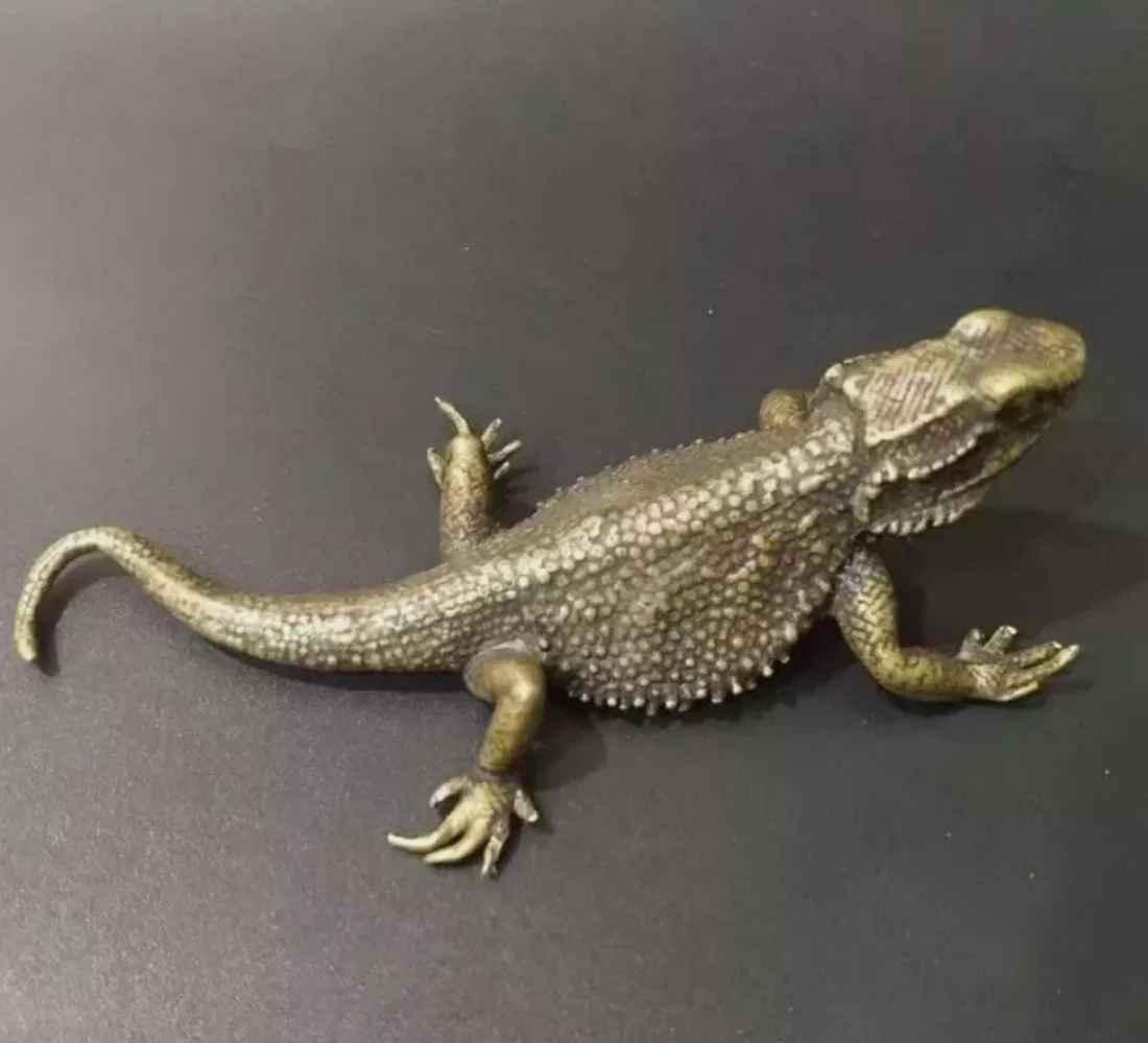Retro Bronze Big Lizard Statue Tea Pet Ornament Pure Bronze Animal Model