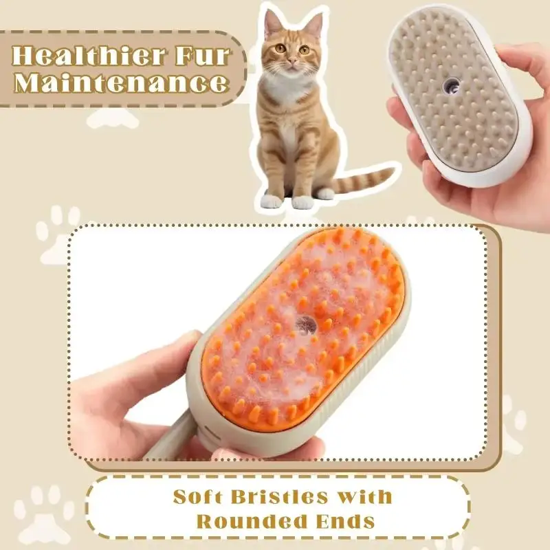 Eco-Friendly Rechargeable Pet Grooming Spray Brush Soft Bristles Anti Flying Hair Gift for Dog Cat Pet Owners