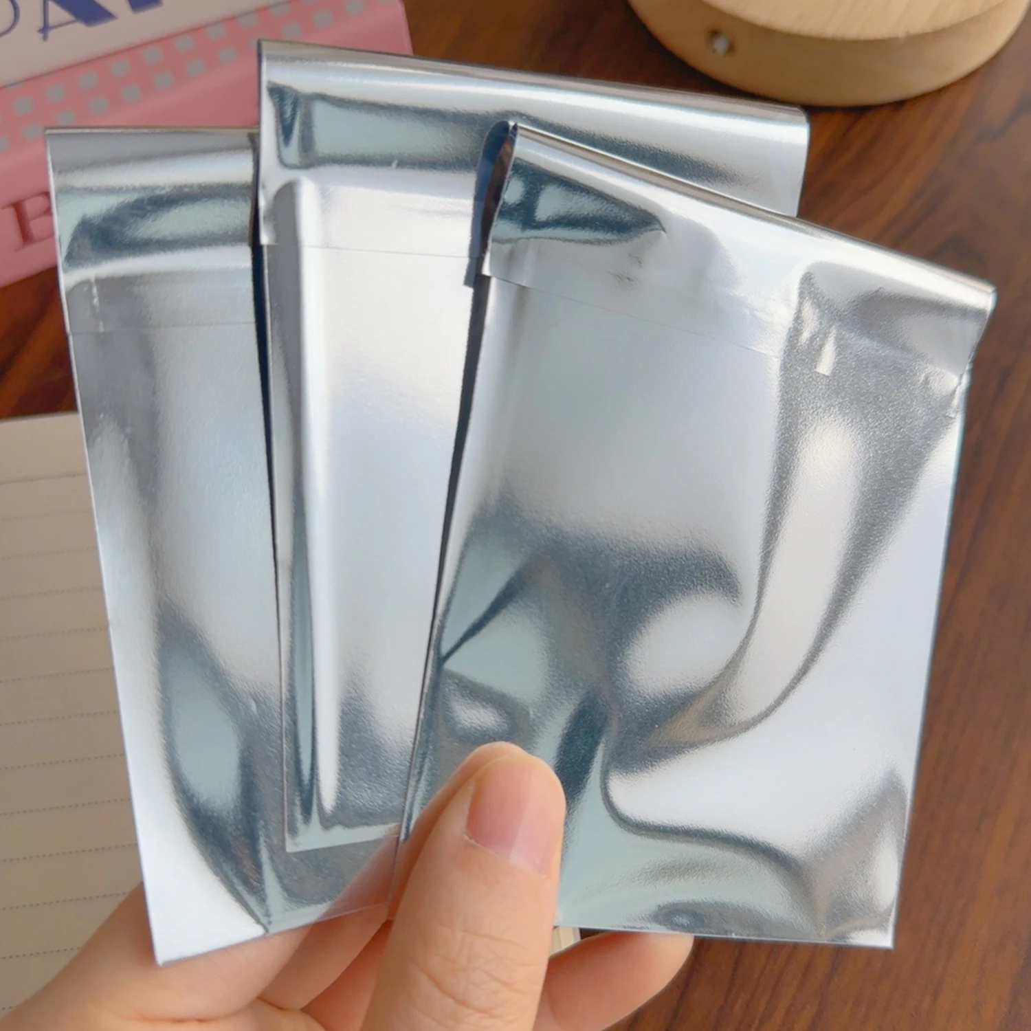 

50/100pcs Silver Aluminum Foil Self-sealing Packaging Bags For Photocards Postcards Idol Card Holder Package Pouch Storage Bag