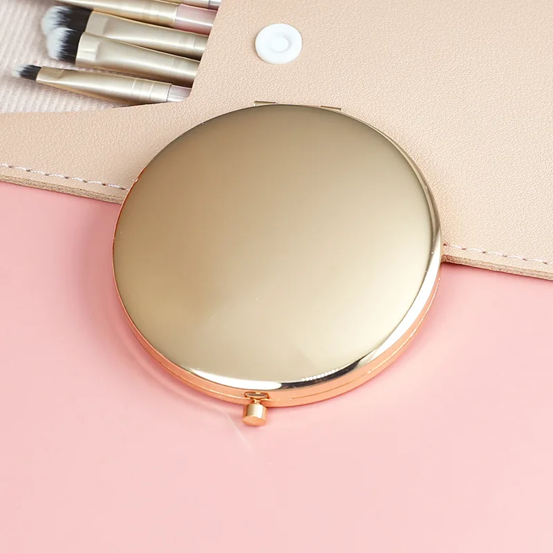 

Double-Sided Small Mirror Portable Folding Round Makeup Mirror Rose Gold Simple Mini Men And Women Handheld Pocket Mirror