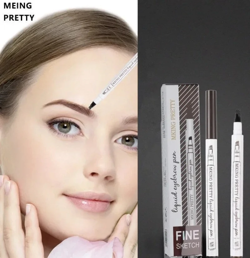 4 Gabeln, natürliche Augenbrauencreme, Faserfärbung, Verlängerung, Augenbrauencreme, 4D-Augenbrauenfasergel mit Tönungsfärbung, Comestics Augenbrauen-Tattoo-Stift