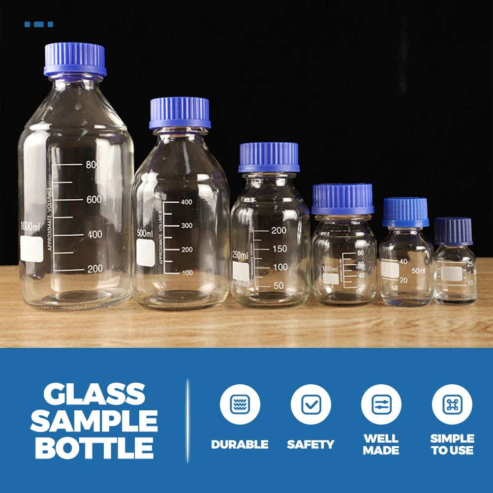 

3Pcs 500Ml Glass Reagent Bottles Resistance Good Sealing Performance Laboratory Sample Container Glass Sample Bottle