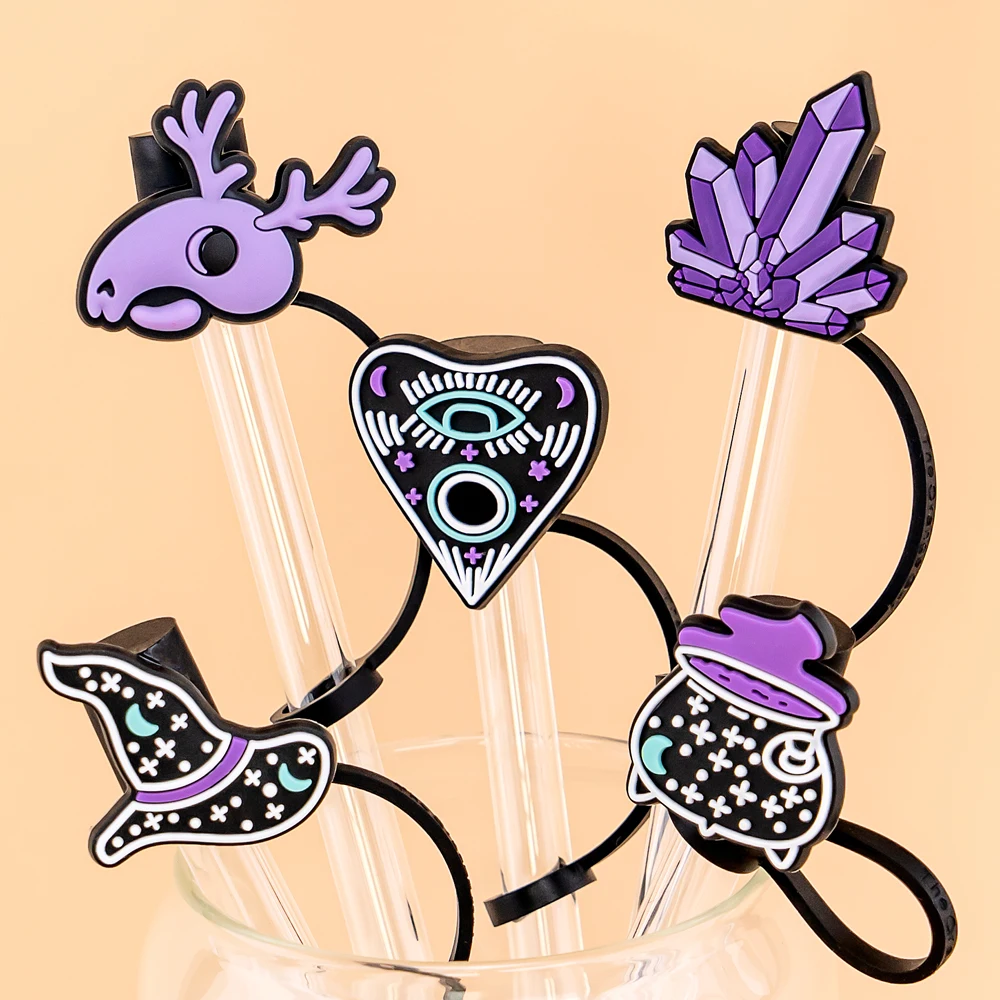 5pcs Cute Silicone Straw Cover Caps,Party Supplies 10mm Heart Cat Drinkware Straw Cap for 30&40 Oz, Dustproof Straw Topper Bulk