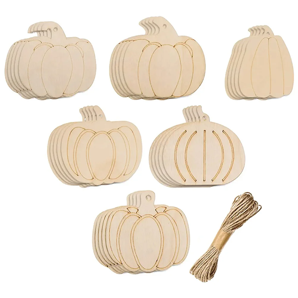 

1Set Wooden Pumpkin Shape Cutouts Unpainted Wood Slices DIY Craft Hanging Pendants Decor Pumpkin Wooden Cutouts