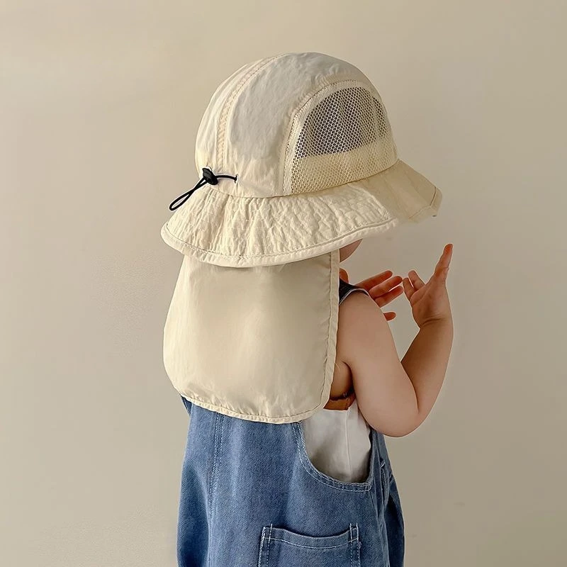 

Baby Hat Summer Thin Breathable Mesh Shawl Neck Protection Large Eave Sun Protection Kids Sun Hat for Boys Girls Sun Caps