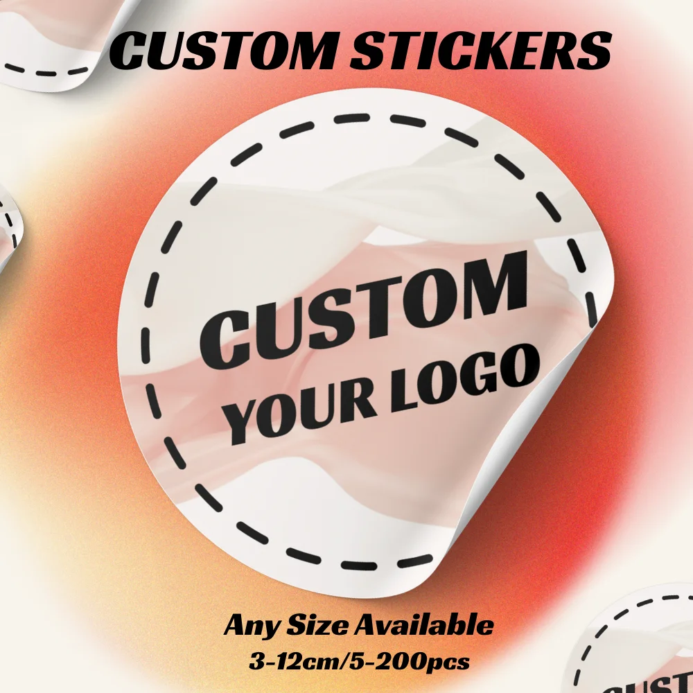20-200pcs Custom Stickers Round Personalized Stickers Waterproof Custom Logo Labels for Wedding Birthday Gift Box Packaging