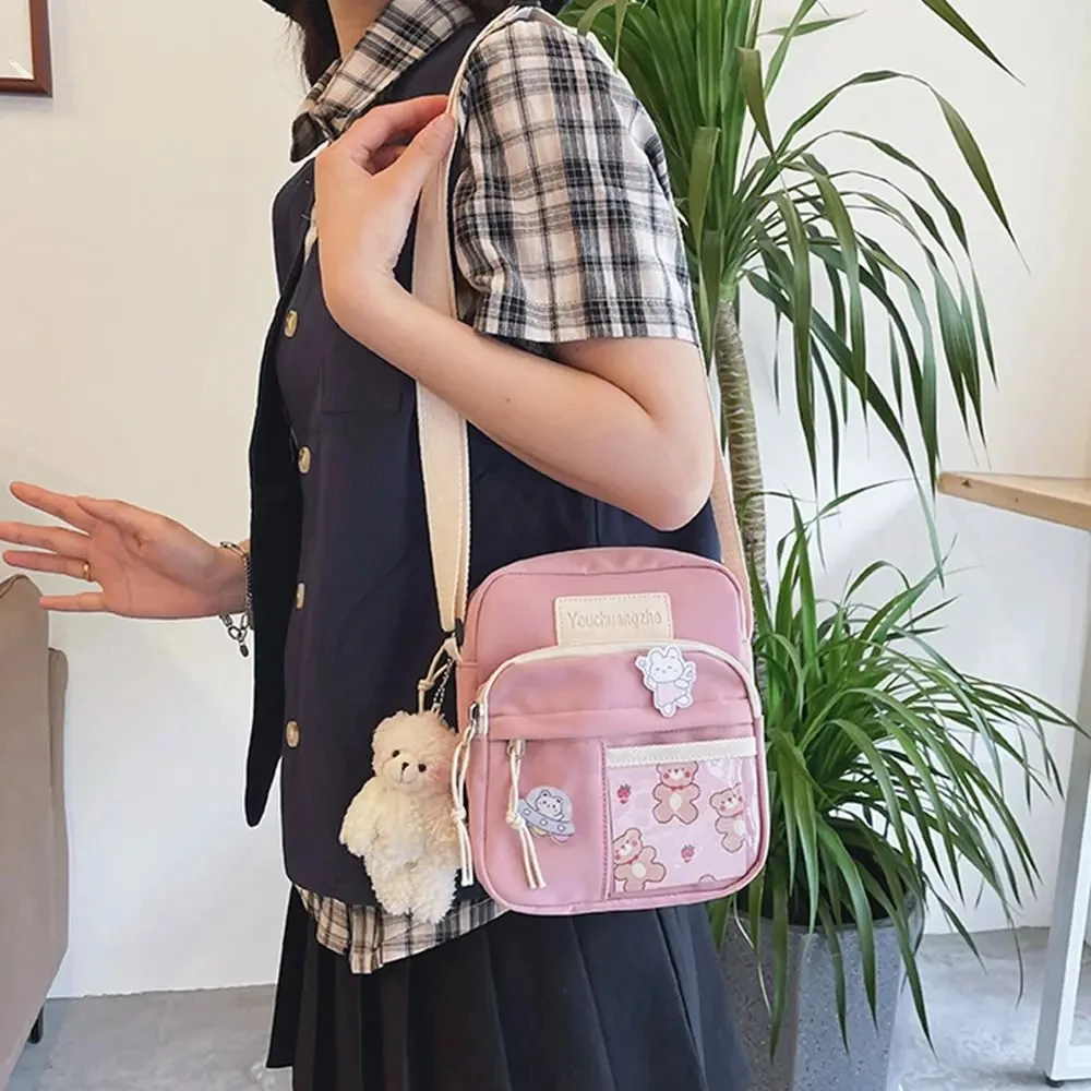 Small Shoulder Messenger Bag Vintage Cute Soft Nylon Crossbody Bag Girls Casual Mini Shopping Bags