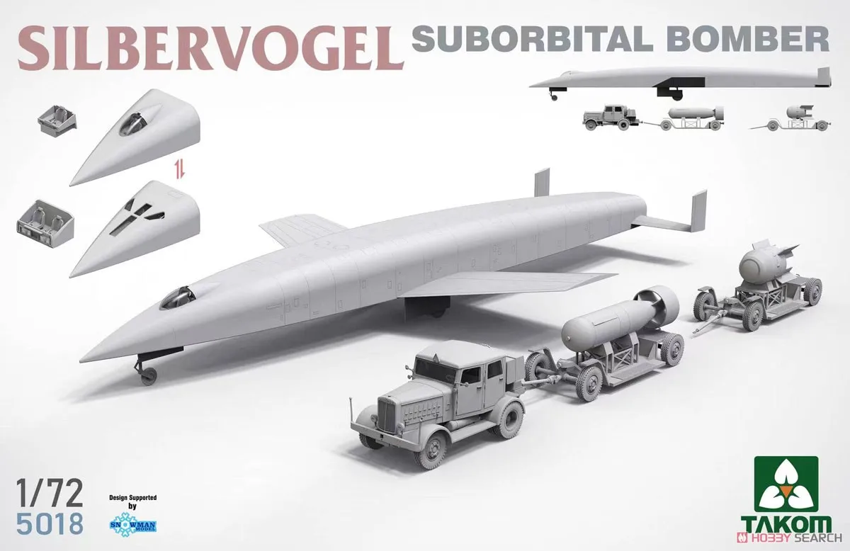 TAKOM 5018 1:72 Scale Silbervogel Suborbital Bomber & Atomic Payload Suite Plane Hobby Craft Plastic Assembly Model Building Kit