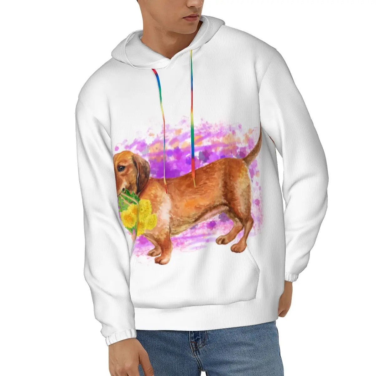 

Men Hoodies Streetwear Hoodie Watercolor Dachshund Dog Sweatshirt Casual Male Autumn Winter Pullover Hoody