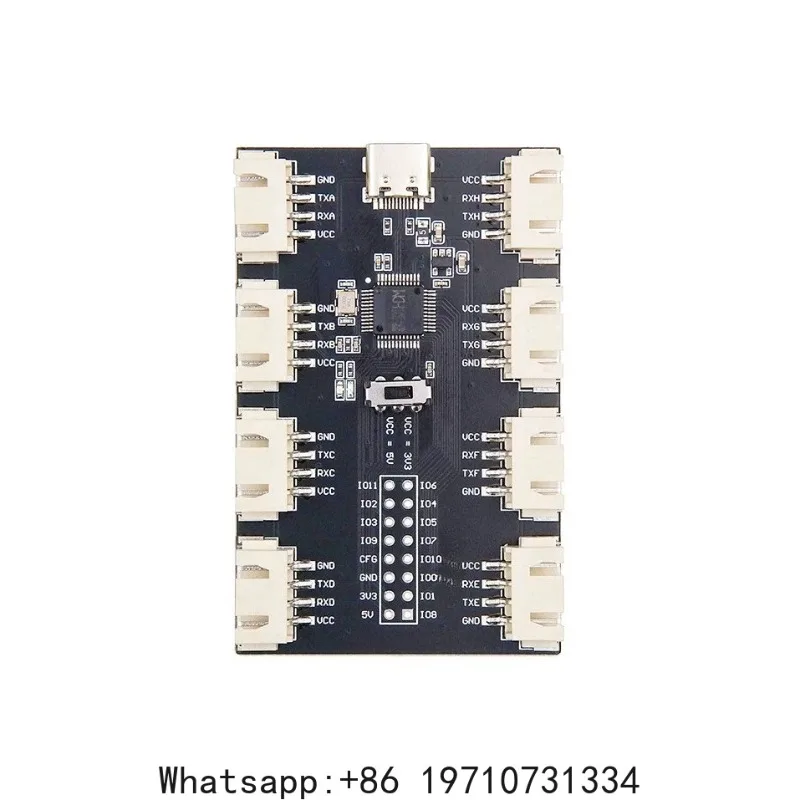 USB to 8-channel serial port module CH348 high-speed multi-output power supply adjustable TYPE-C interface