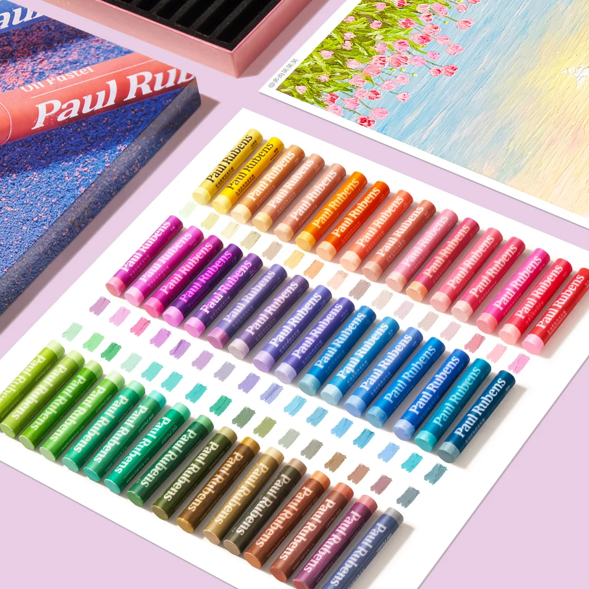 Paul Rubens 48 Macaron Colors Oil Pastels, Soft and Vibrant Oil Crayons Suitable for Artists, Beginners, Students, Kids