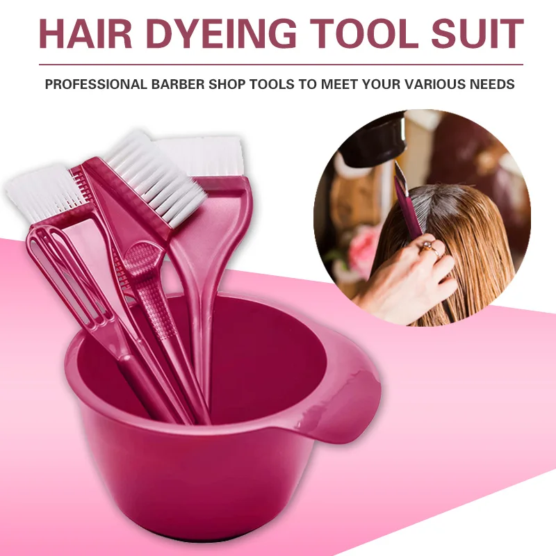 5pcs/Set Hair Dyeing Bowl Brush Hairdressing Oil Hot Dyeing Bowl Brush Barber Shop Color Salon Hairdressing Style Supplies Tools