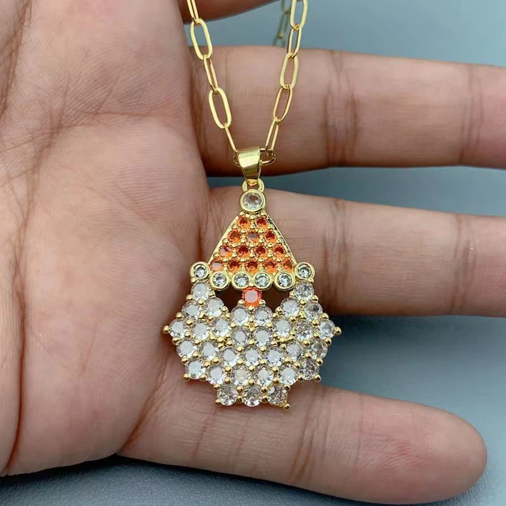 

Fashion Metal Shiny Crystal Zircon Christmas Tree Pendant Necklace For Women Holiday Jewelry