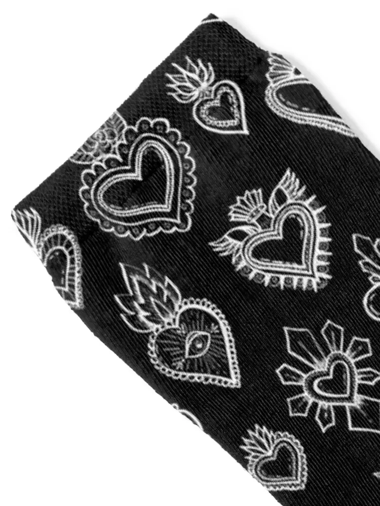 Sacred Heart Pattern - Black and White Socks soccer anti-slip Rugby Men's floral Socks For Men Women's