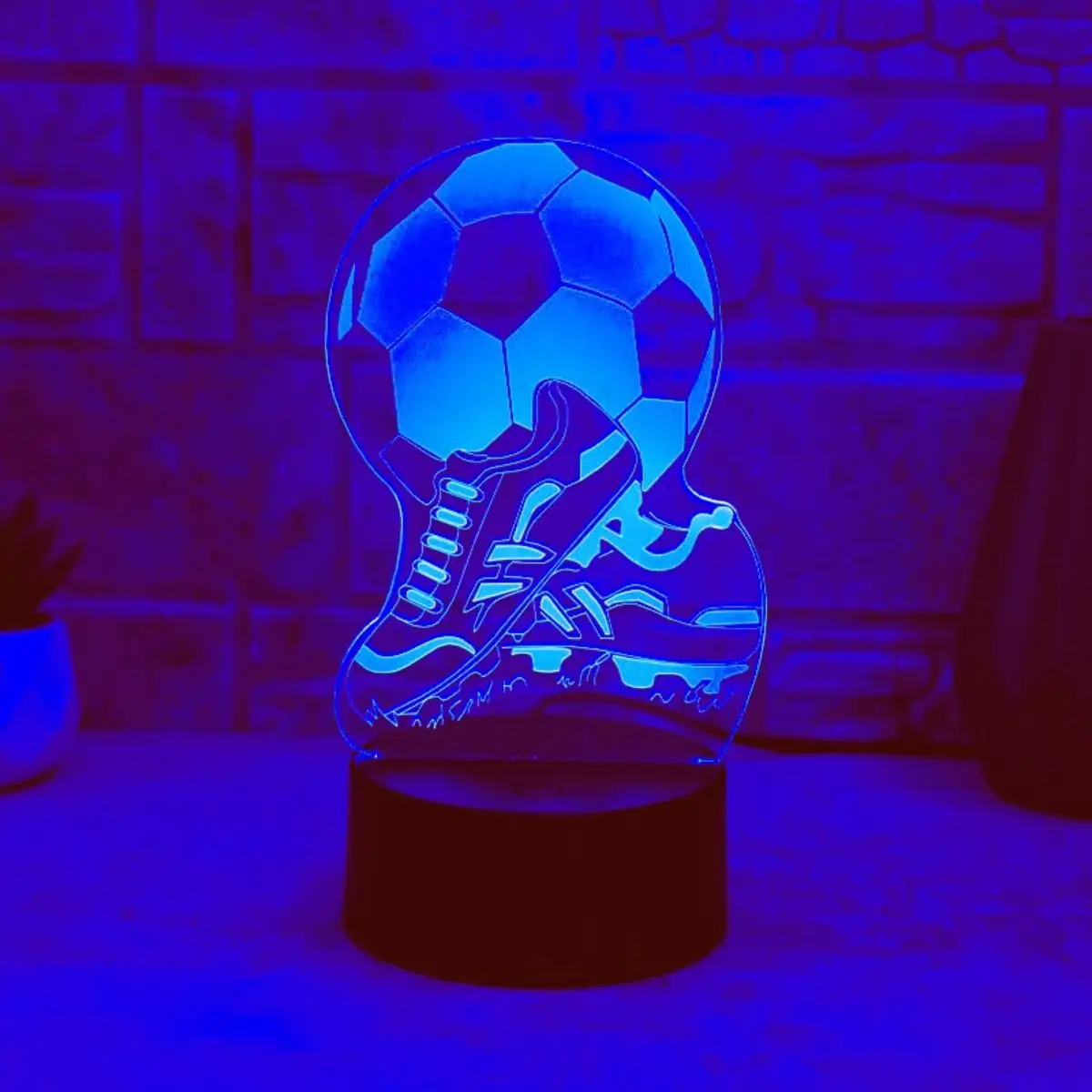 1PC Creative 3D Night Light Football Shoes Football Equipment Styling Touch Colorful Light Gift for Football Fans