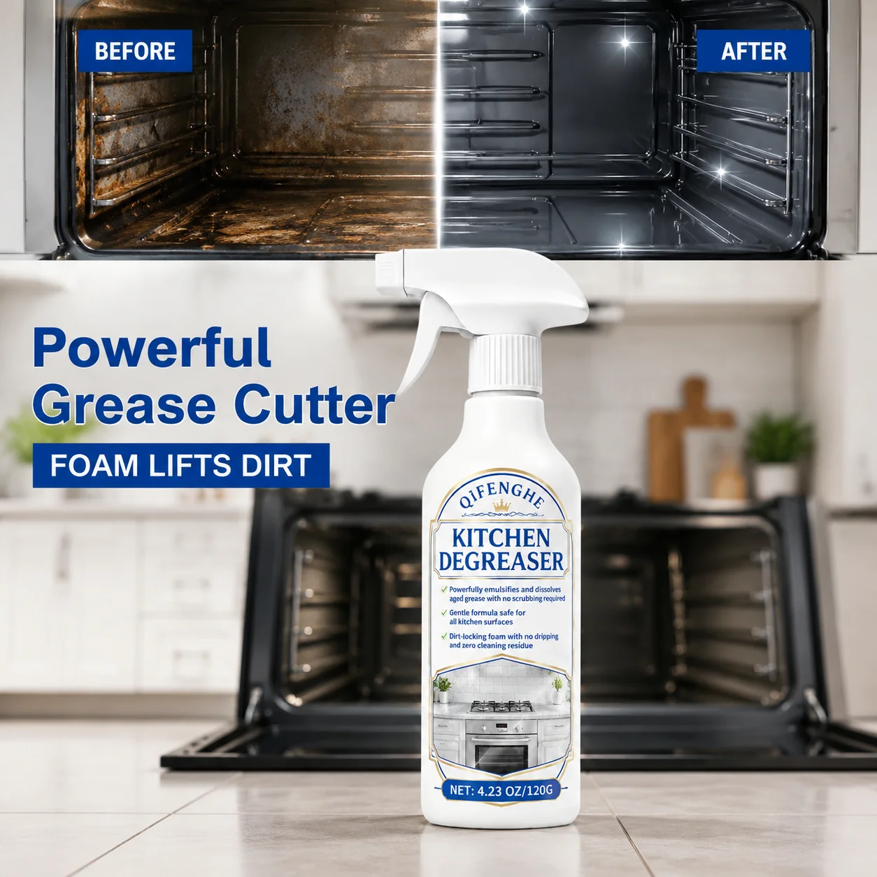 Foam Kitchen Degreaser Lift Burnt Grease From Ovens No Scrubbing Dissolve Tough Oil Stains Leave Zero Residue Clean Finish
