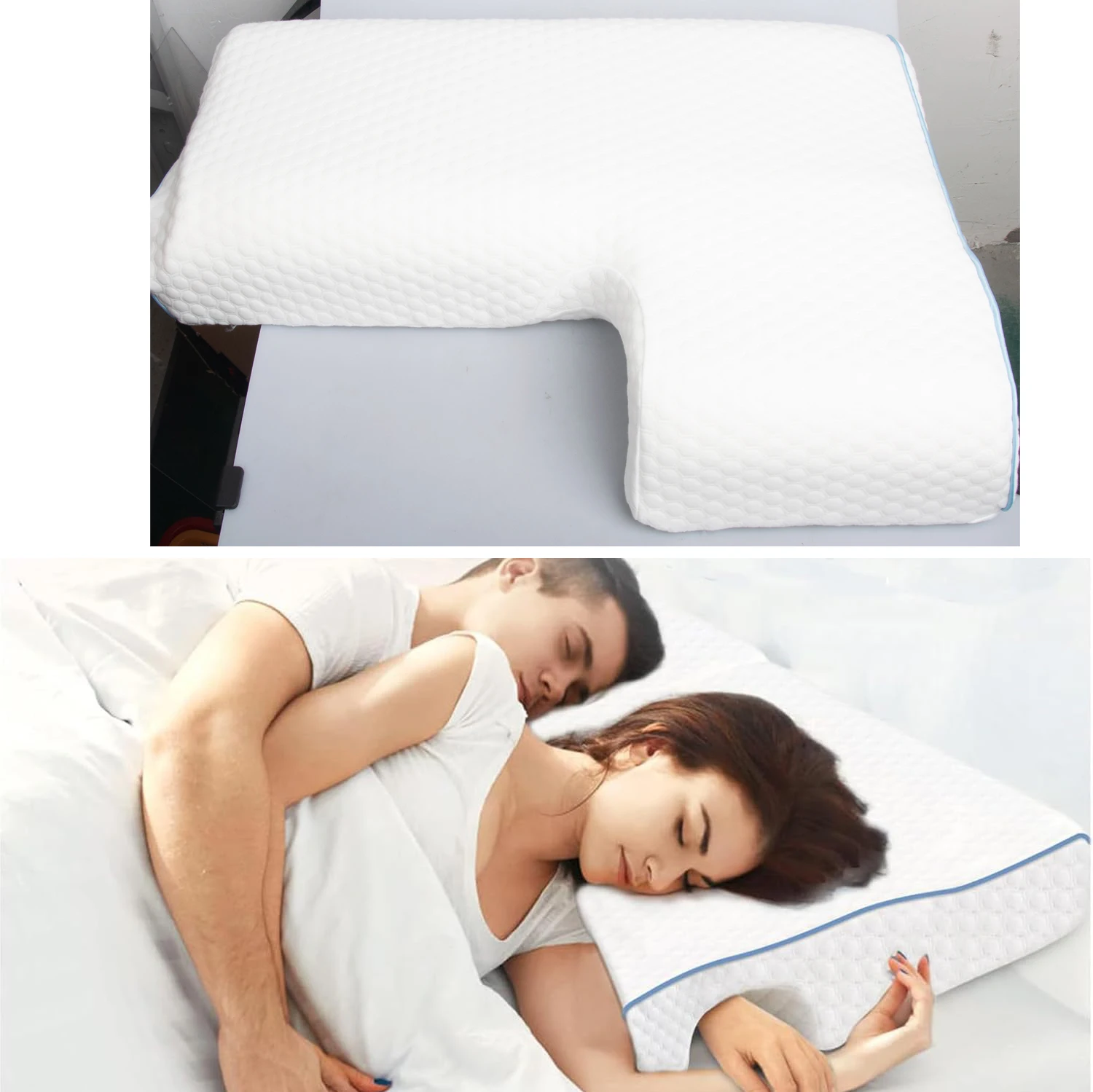 Cuddle Pillow for Couples, Memory Foam Couples Pillow with Arm Hole | Arm Numbness & Shoulder Pain Relief, Design for Left
