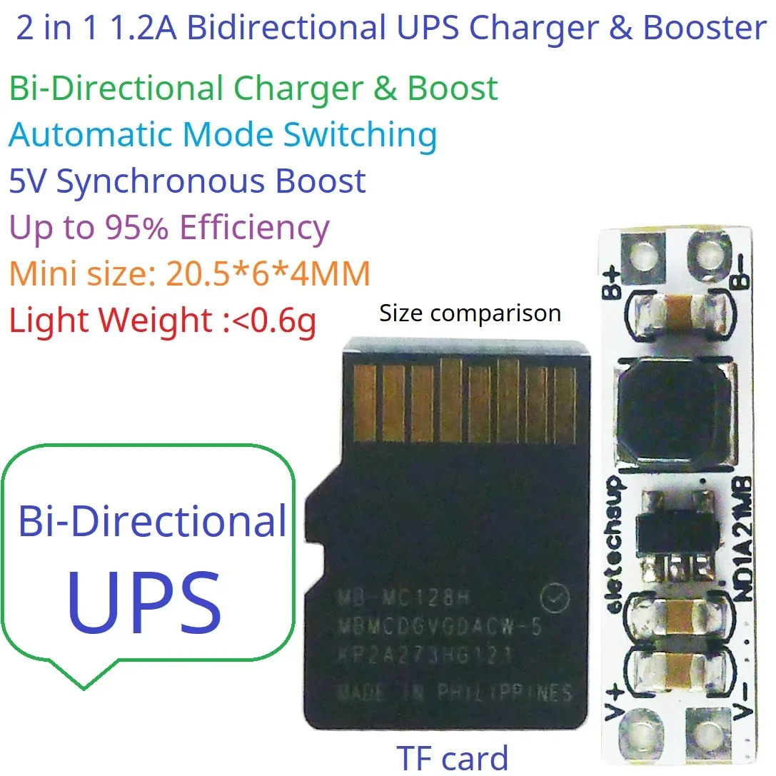 In-Out Shared Port Bidirectional 5V UPS Mini Board 3.7V 4.2V Lithium Battery Charge Discharge for Arduino ESP32 PI ESP8266 MCU