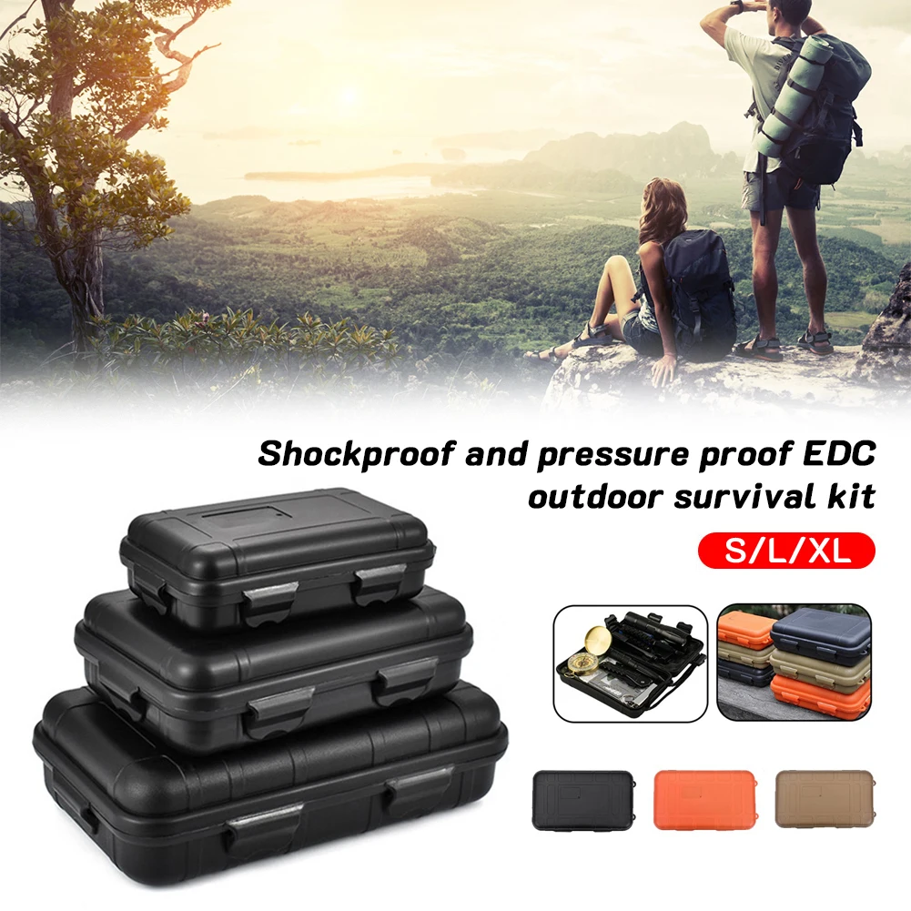 S/L/XL Tamanho Outdoor Plástico Impermeável Selado Sobrevivência Caixa Container Camping Outdoor Travel Kit Dustproof Shockproof Caixa De