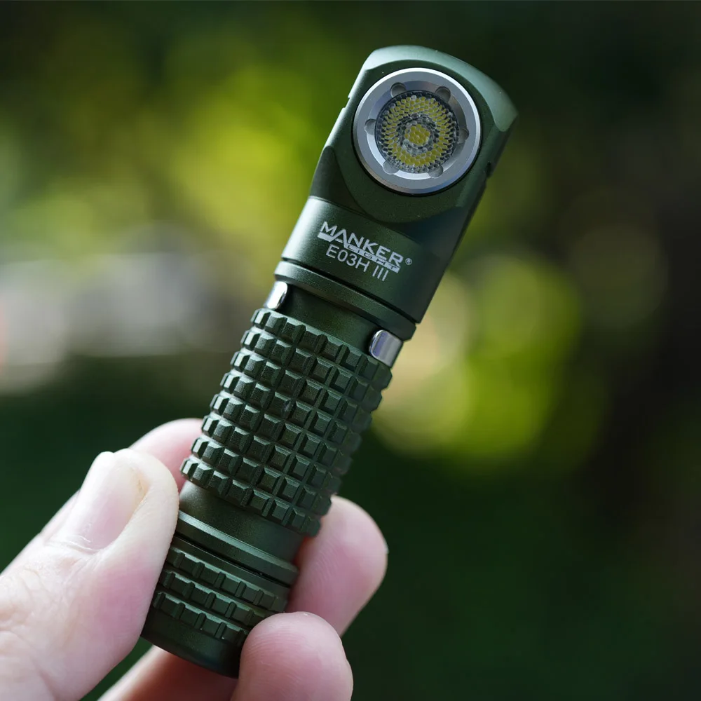 Mankerlight E03H III senter saku EDC, senter 1200 Lumens Hijau Army