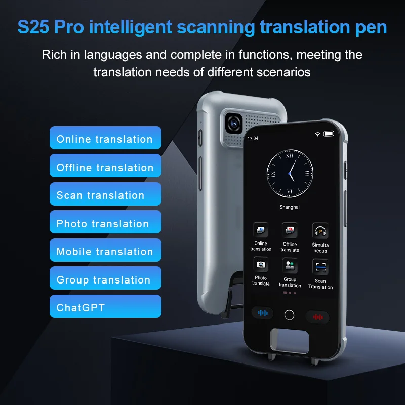 S25 Pro مترجم محمول شاشة كبيرة AI الماسح الضوئي القلم اللغات المقلد الصوتي ذكي في الوقت الحقيقي ترجمة غير متصلة بالإنترنت