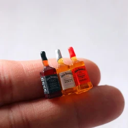 3pcs Mini Whiskey Bottle Wine Drink Dollhouse Bottle Beer Miniature 1/12 1/6 Simulation Scale Toy Model Decoration Home Decor