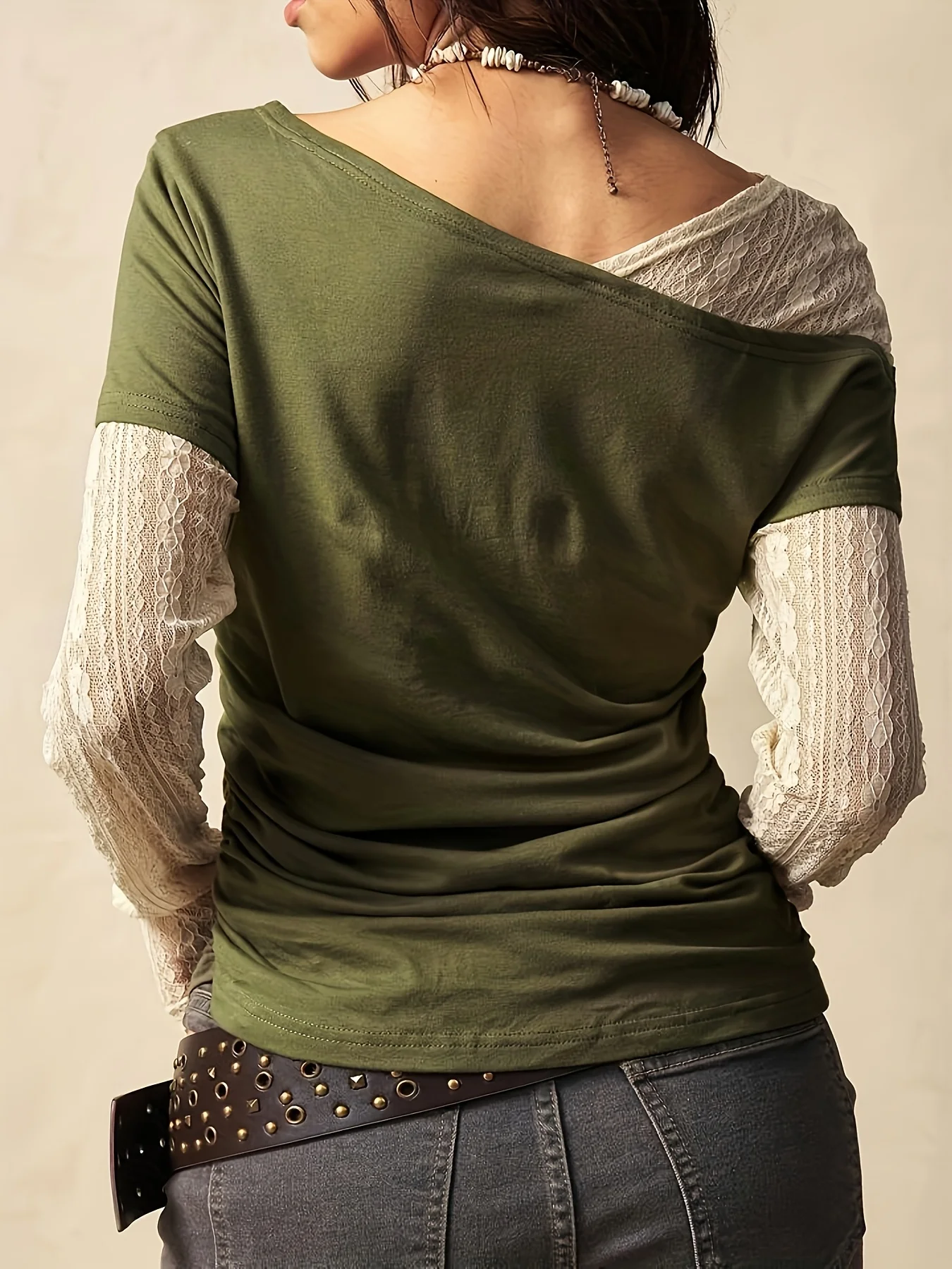 Elegant Bohemian Knitted Lace Splice Long Sleeve Letter Print Casual Shirt Women's Autumn Winter New Style Fashion Directive