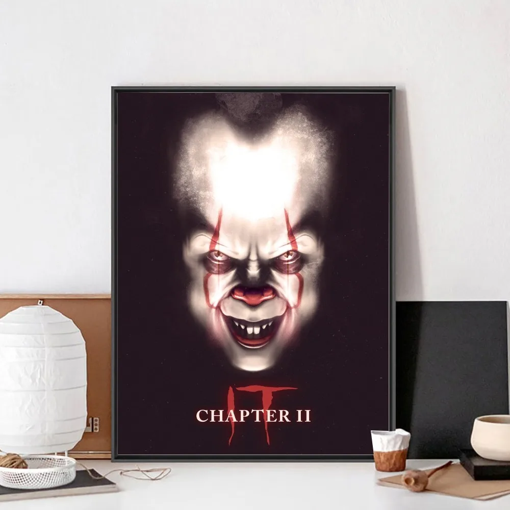 Horror Movie It White Glossy Paper Poster No Framed Poster Kraft Club Bar Paper Vintage Wall Art Painting Bedroom Study Stickers