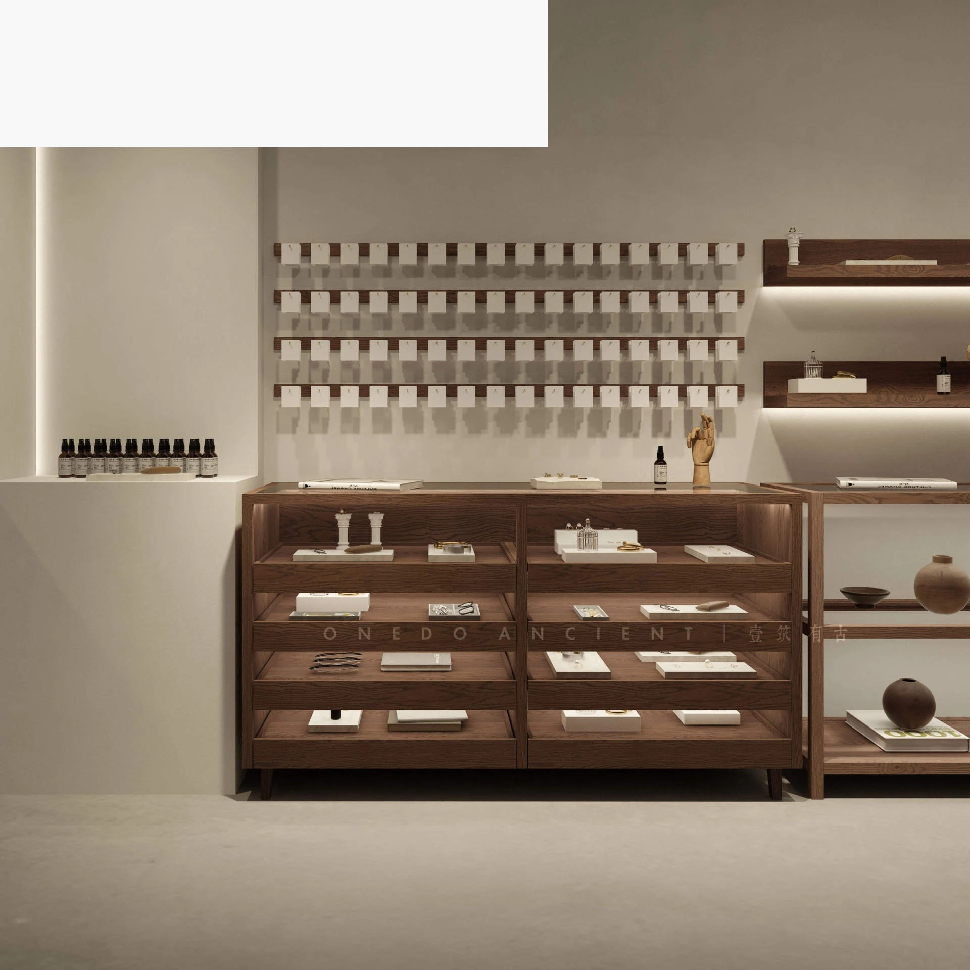 Internet celebrity photo showcase jewelry store multi-layer display rack silver jewelry display cabinet boutique wall rack Nakaj