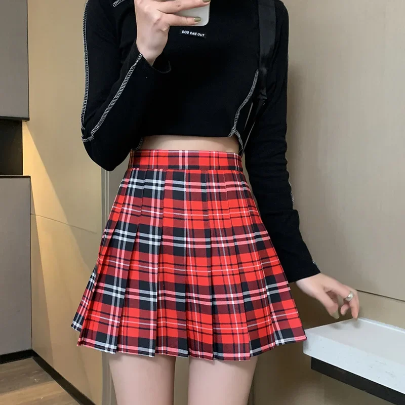 Korean Fashion Pleated Skirt Women's Summer Plaid Folds Mini Skirt Preppy Style Jk Uniform Skirts