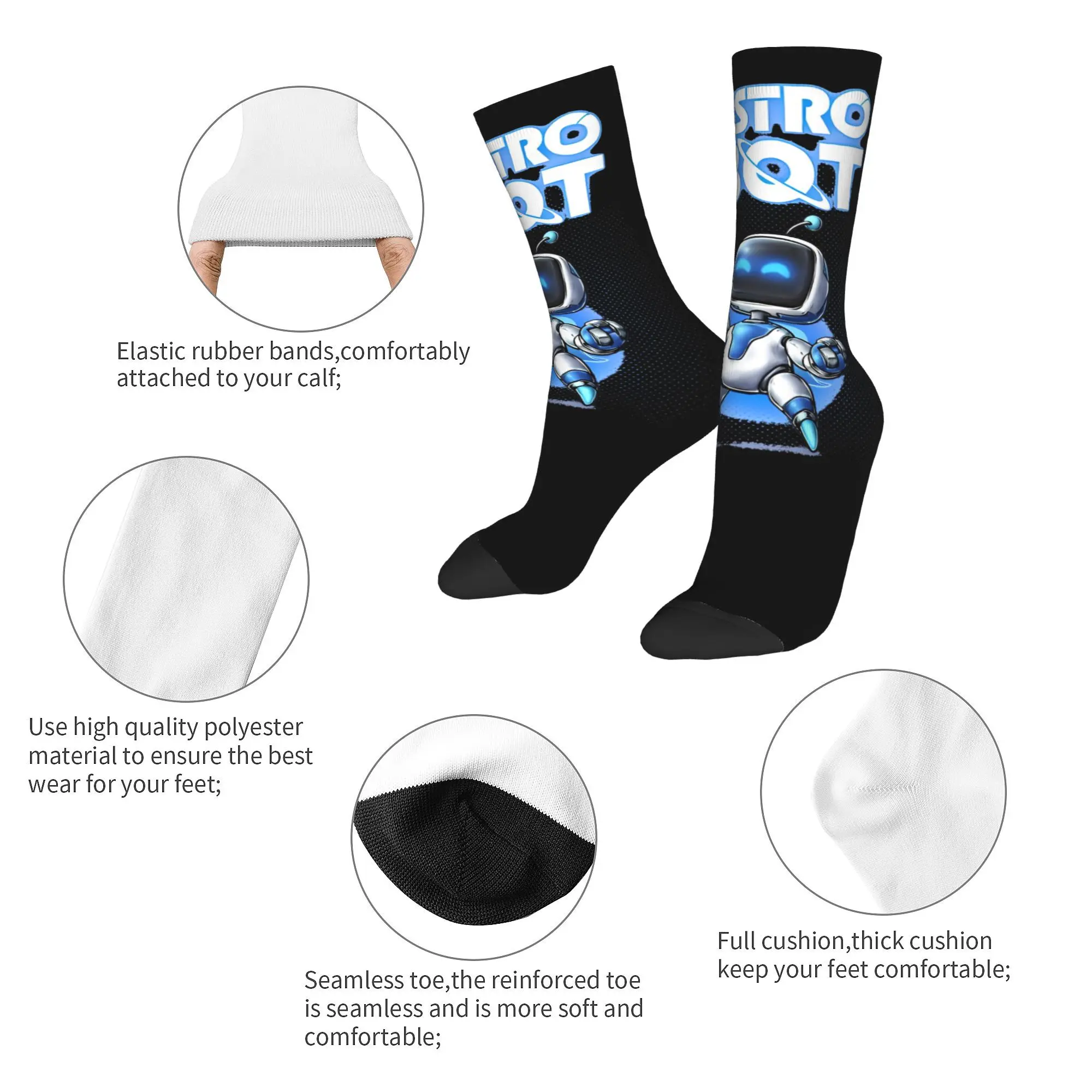 ASTRO-BOT funny game  Design Theme Crew Socks Merch for Women Breathable Crew Socks