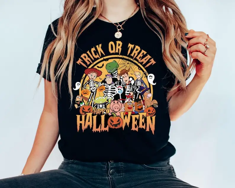 قميص توي ستوري للهالوين خدعة أو علاج ديزني لاند الهالوين تي شيرت توي ستوري