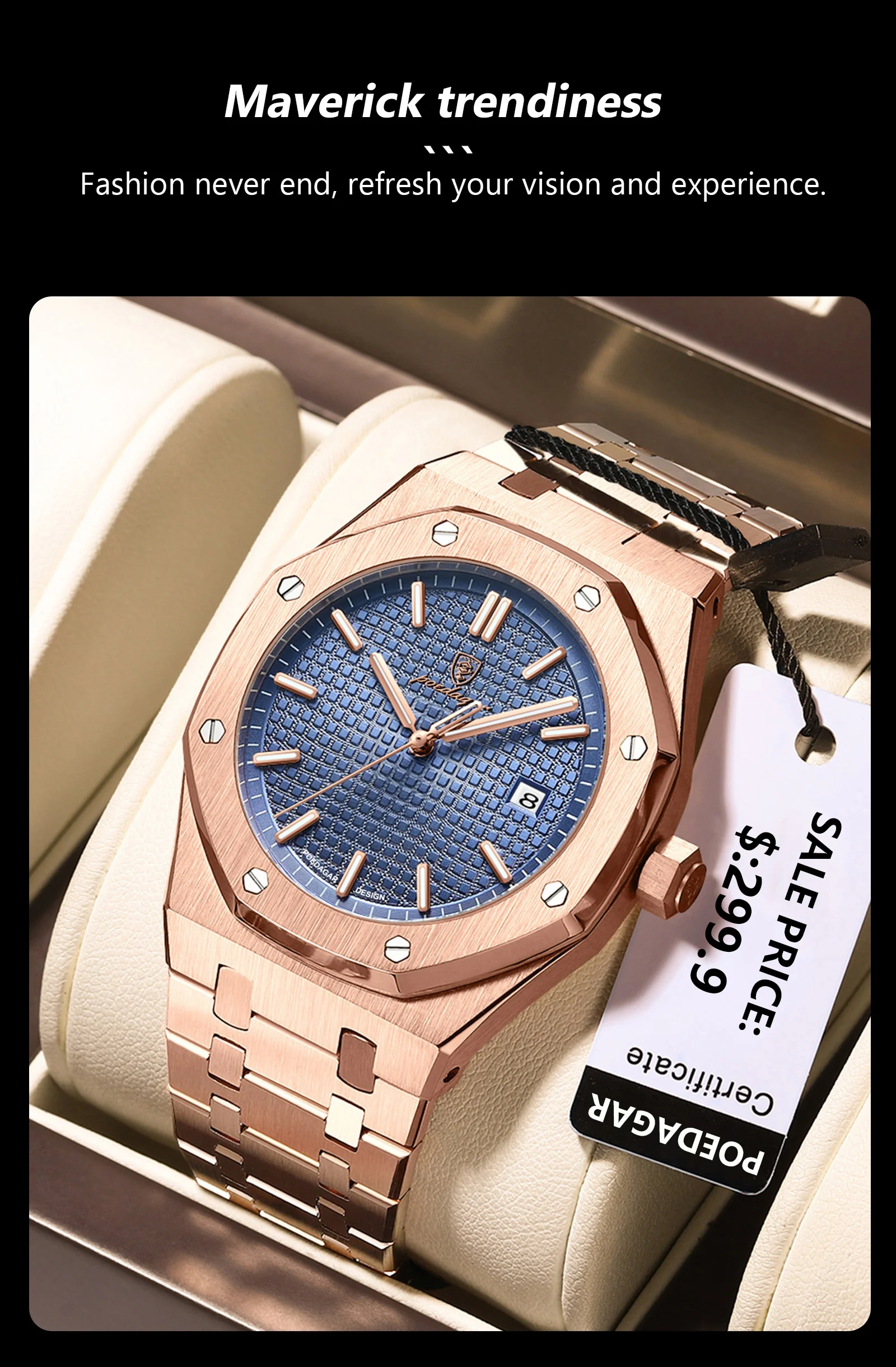 POEDAGAR Luxus Business Mann Armbanduhr Wasserdicht Leucht Datum Männer Uhr Edelstahl Mode Quarz Uhren Für Männer Reloj – Detail 3