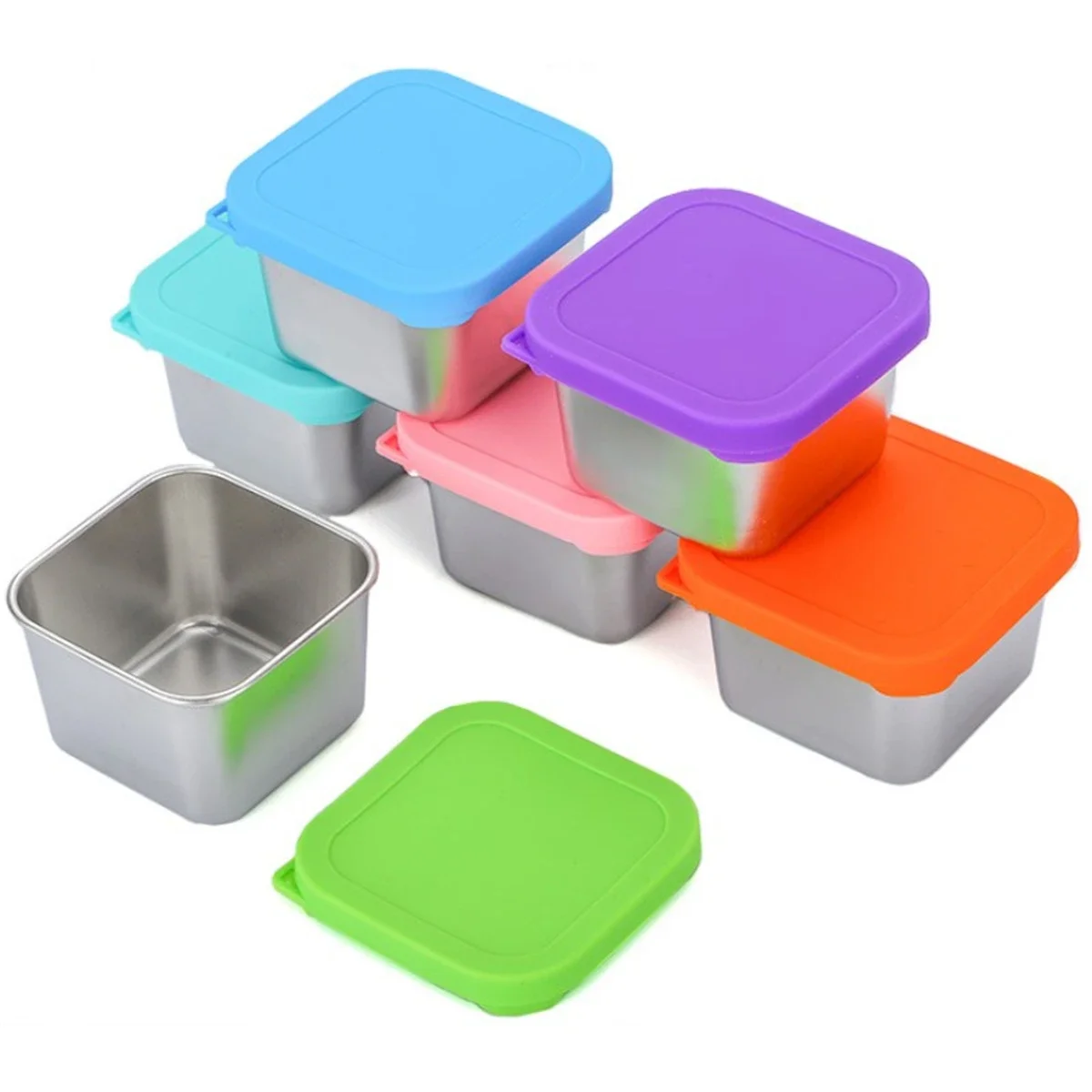 

Healthy Snack Options 7.4x7.4x4.8cm Airtight Snack Bowl Family Friendly Food Containers 304 Stainless Steel Material