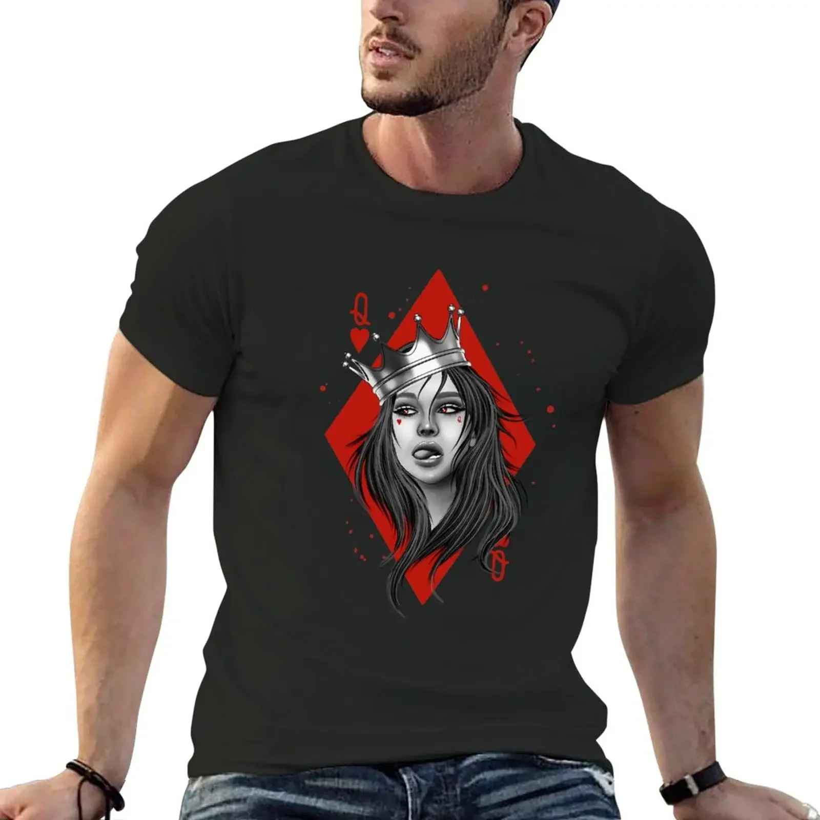 

New Poker Queen x Queen of Hearts x Texas Holdem x Casino Poker Art Queen Fashion T-Shirt sublime t shirt men workout shirt