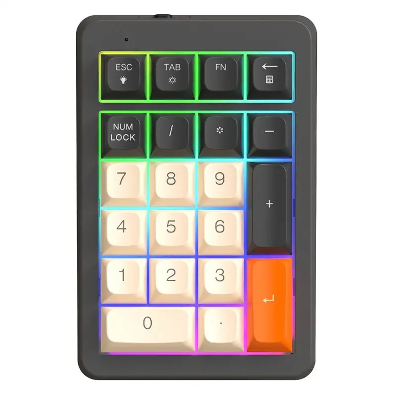 

ABFM-M21 Wireless Numeric Keypad Bluetooth 2.4G Dual Mode 21 Keys RGB Backlit Three-Color Keycaps Numpad For Laptop PC A