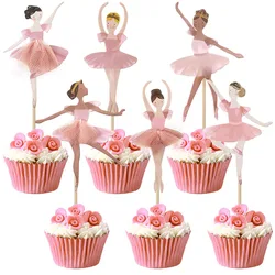 12/24pcs Ballet Dancer Cake Topper Ballerina Birthday Cake Decoration Ballet Theme Party Decoration Wedding Baby Shower Supplies