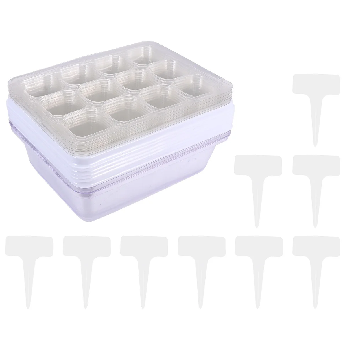 

12Pcs Seedling Tray Box Plastic Durable Plant Nursery Pot Starter Kit Drain Hole Garden Growing Tray Box Plant Nursery Pot