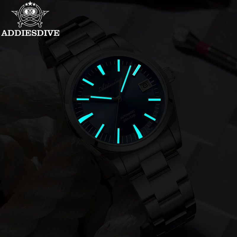ADDIESDIVE New Luxury Men Mechanical Watches Waterproof Automatic Watch Stainless Steel AR Coated Dome Glass Men's Watch AD2077