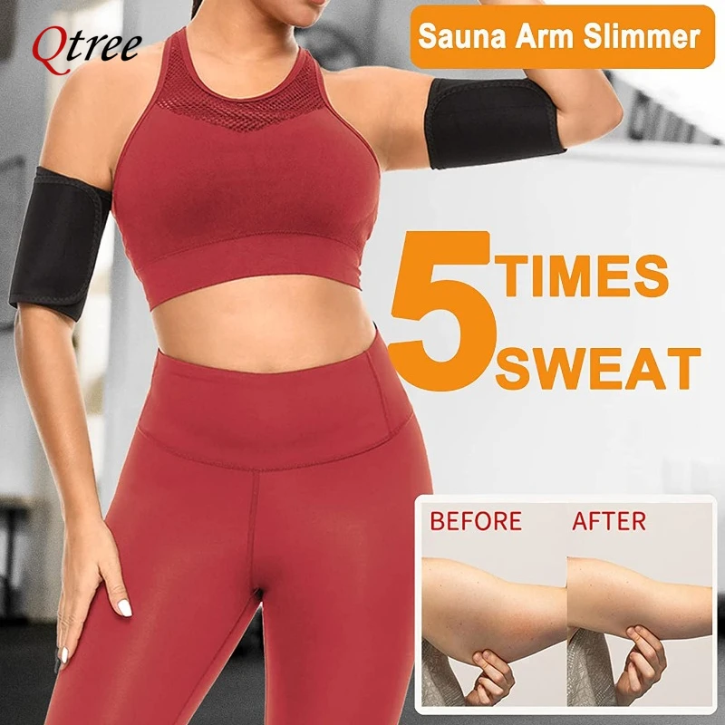 Qtree Arms Shaper Belt Women 2 PCS Sauna Sweat Fat Burner Trimmer Wrap Free Adjustable Slimming Fitness Arm Trainer Strap Corset