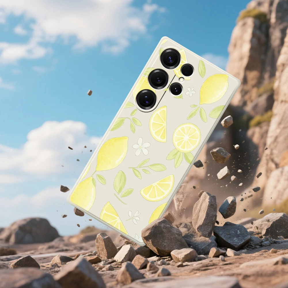 상큼한 레몬 패턴 삼성 갤럭시 S25 S24 S23 S22 S21 S20 울트라 플러스 S23 FE S21FE S20FE S10 플러스 실리콘 케이스